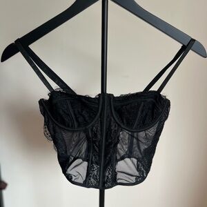 SHEIN Black Lace Crop Top